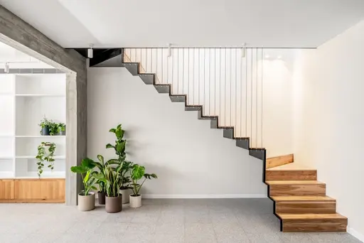 Bent metal staircase